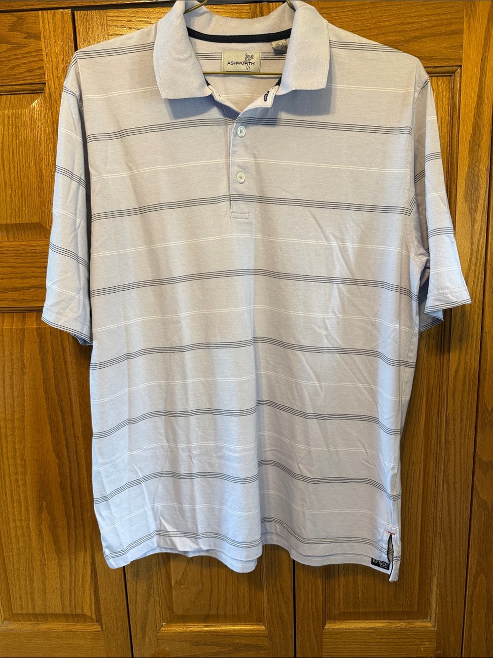 Ashworth Light Lavender Polo with Stripe Detail-Large